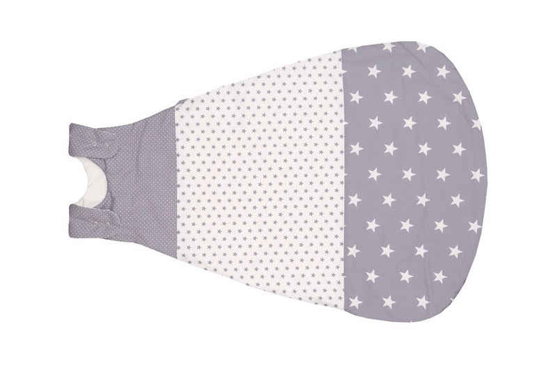 ULLENBOOM ® Babyschlafsack Baby Sommer-Schlafsack 80/86 (10 bis 18 Monate) Graue Sterne (Made in EU), Mitwachsender Schlafsack für Sommer