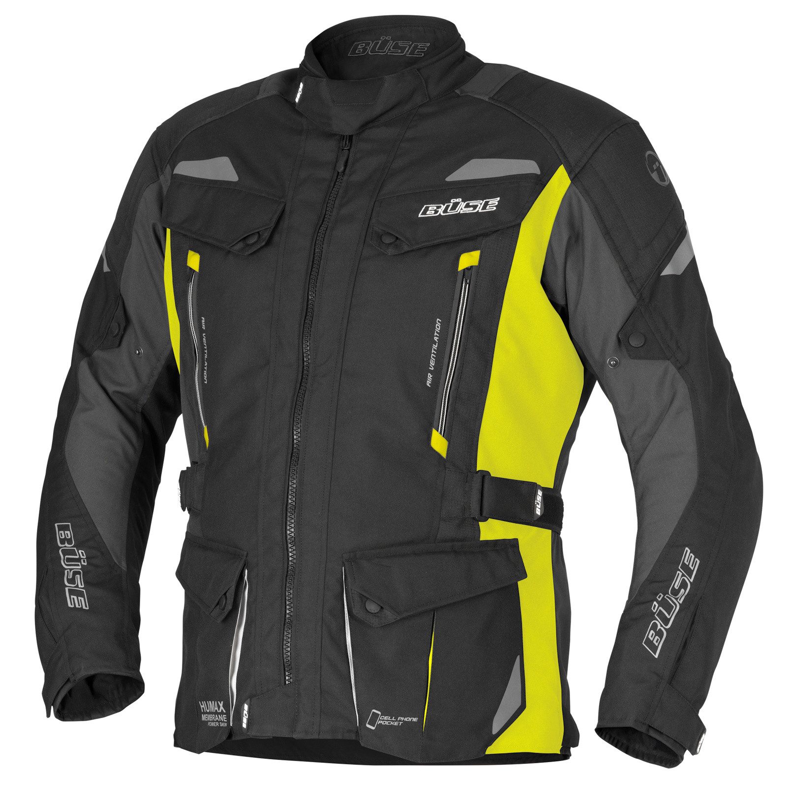 Büse Motorradjacke Büse Lago III Textiljacke Schwarz / Neongelb XL motorradjacke herren