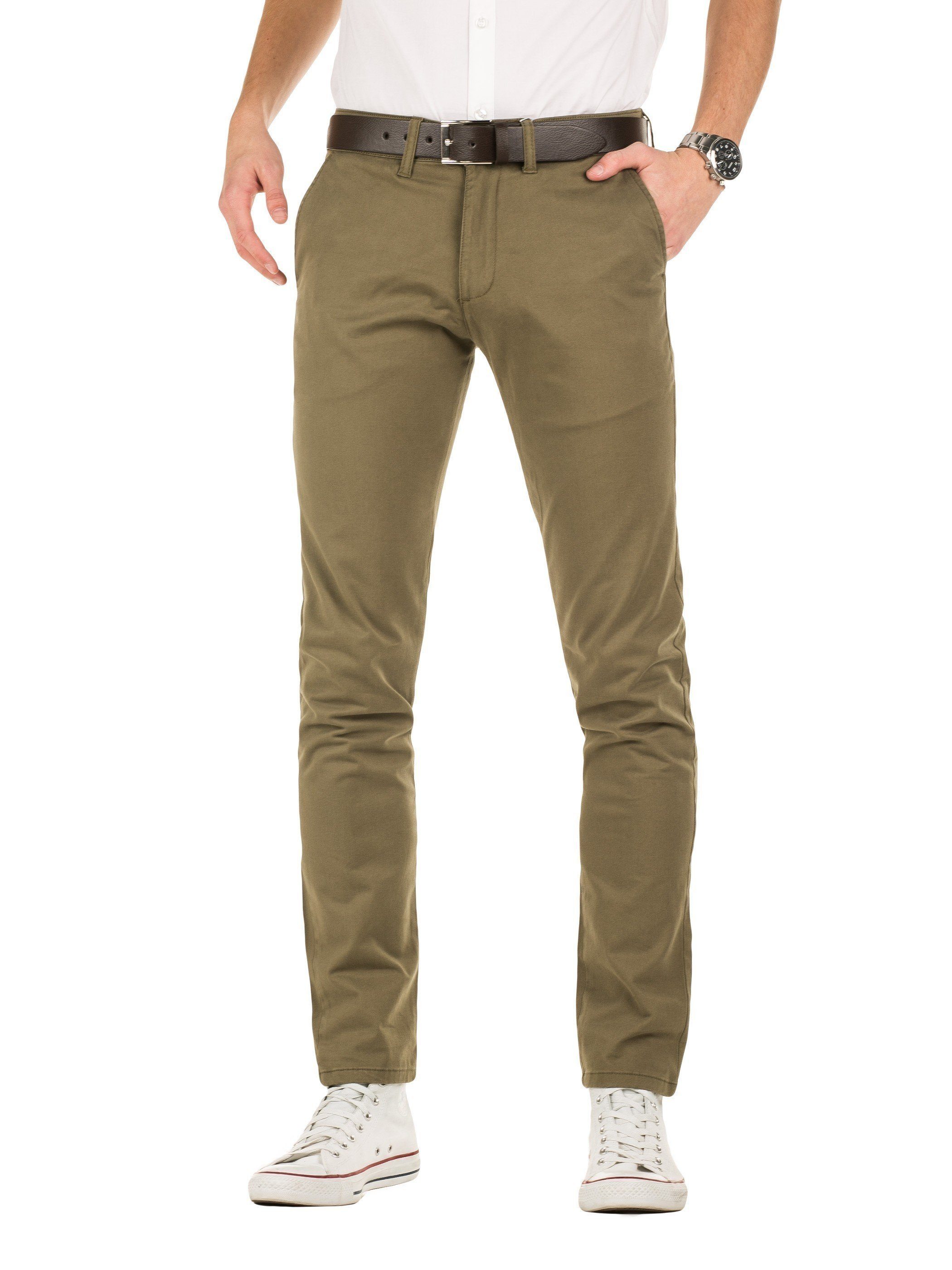 Chinohose M192 mit Gürtel