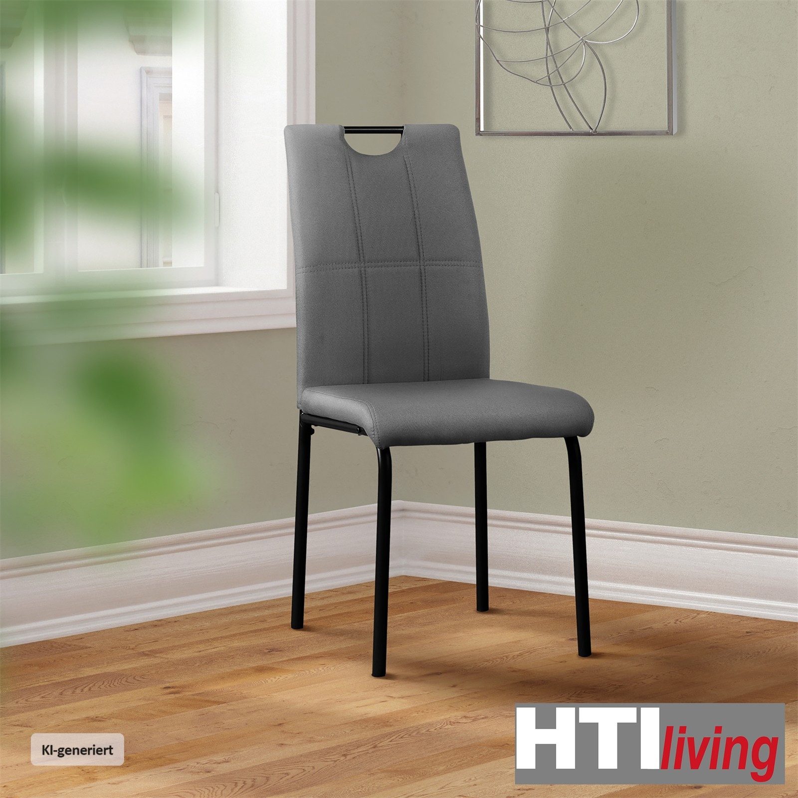 HTI-Living Polsterstuhl Esszimmerstuhl Denton Webstoff Hellgrau 4er-Set (Set, 4 St), Polsterstuhl – Bild 2 von 2