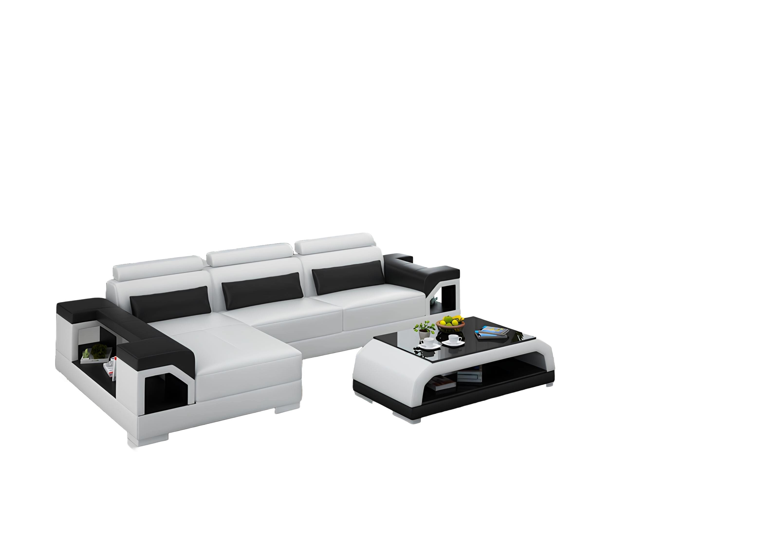 Xlmoebel Ecksofa Modernes Ledersofa mit USB-Anschluss und hohem Komfort, Hergestellt in Europa