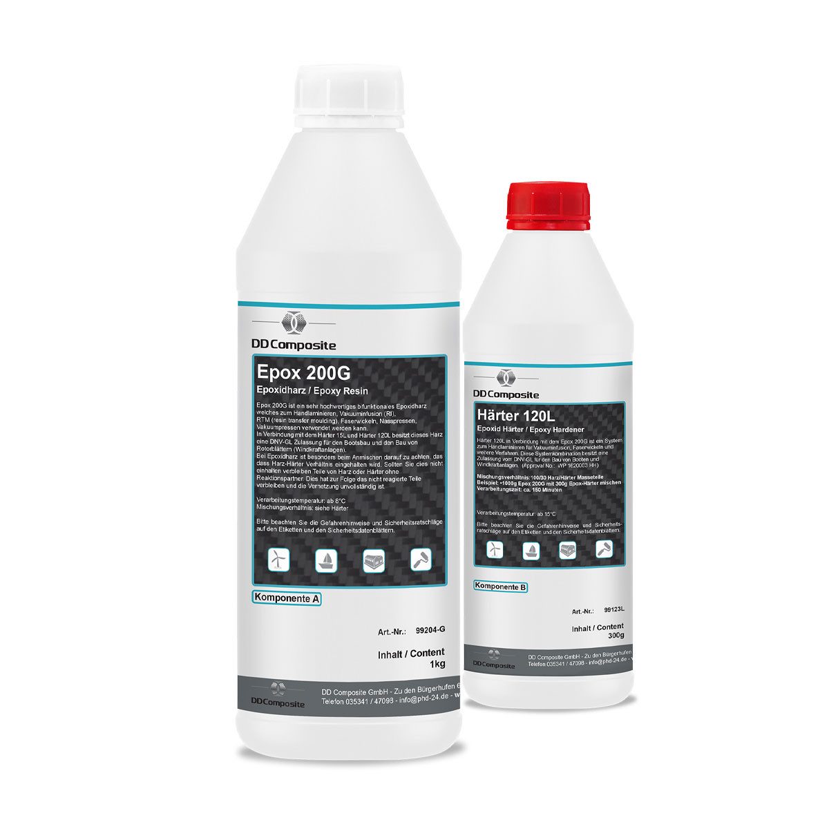 DD Composite Epoxidharz 1kg Epox 200G + 300g Härter 15L (2-St), sehr niedrige Viskosität