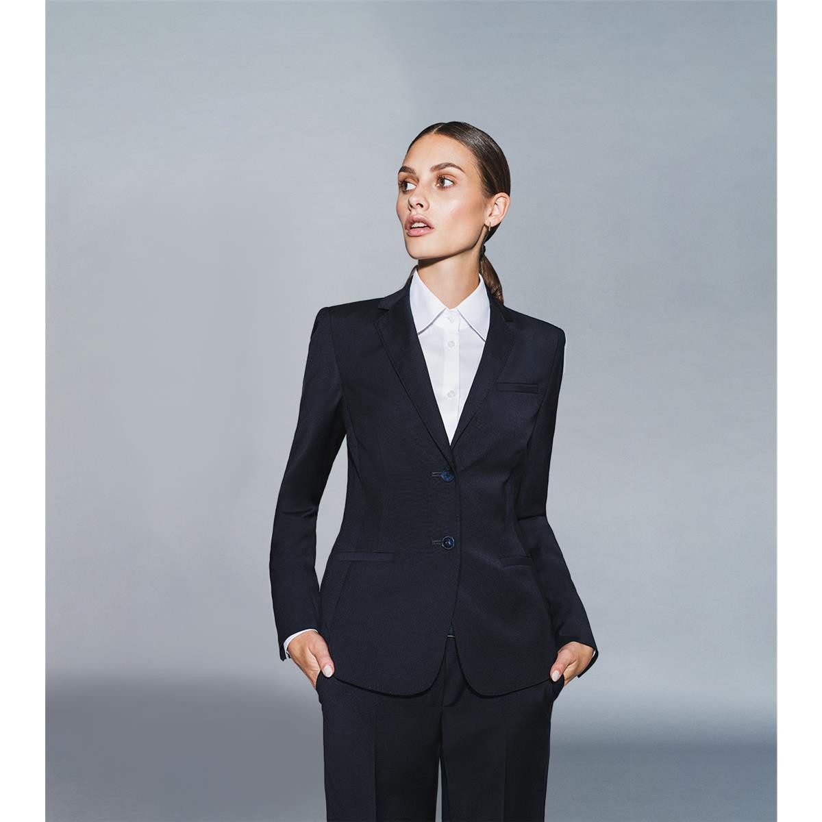 HECHTER PARIS Blusenblazer HECHTER PARIS Corporate Blazer Damen Tailored Modern Fit Marine – Bild 4 von 5