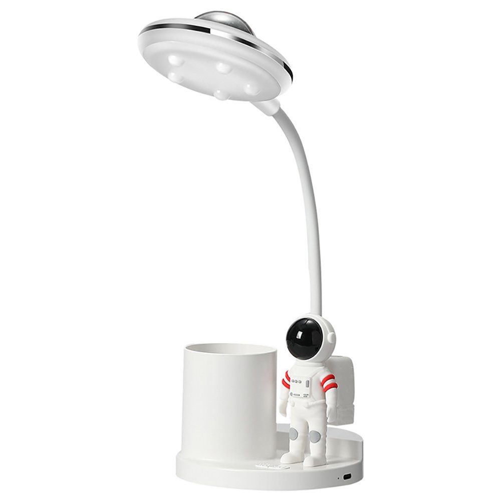 GelldG LED Schreibtischlampe LED Tischlampe mit Stifthalter und Projektion, USB-Anschluss Weiß(0,375 kg)