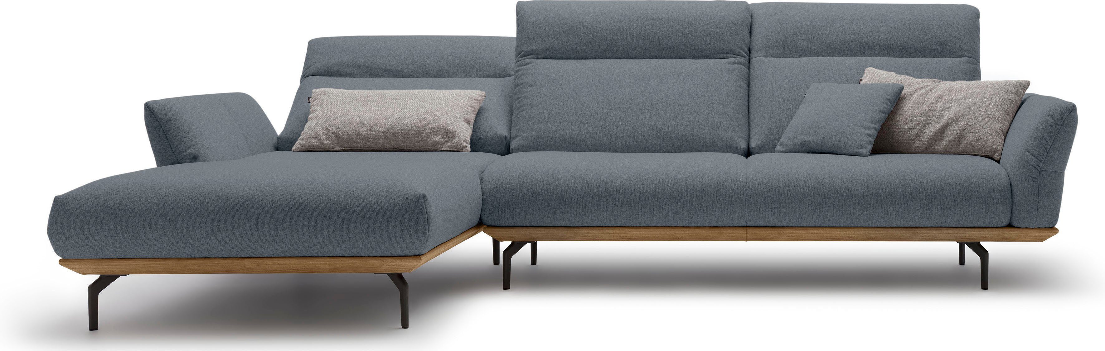 hülsta sofa Ecksofa hs.460, Sockel in Nussbaum, Winkelfüße in Umbragrau, Breite 318 cm