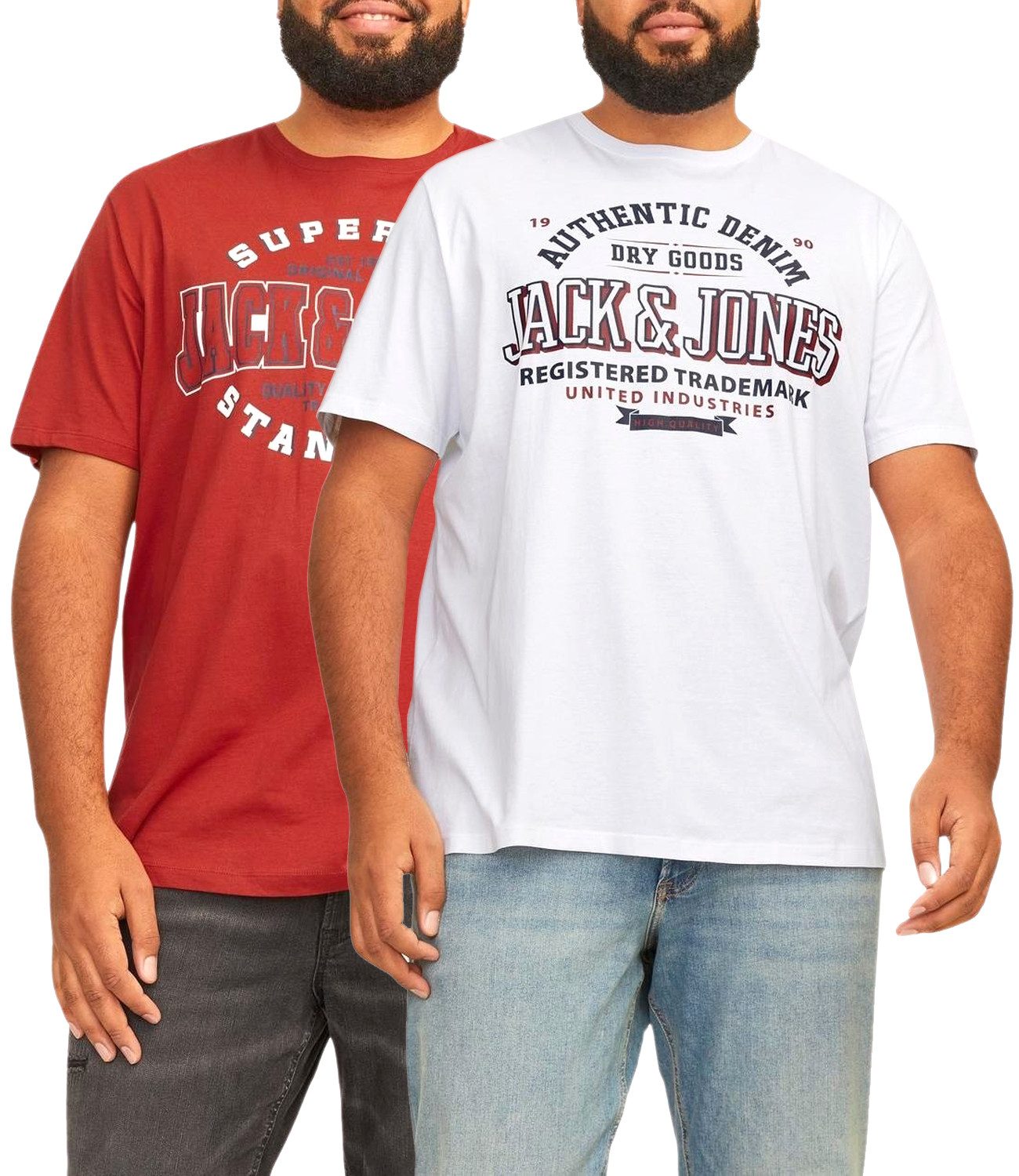 Jack & Jones Plus Print-Shirt (2er-Pack) günstig online kaufen