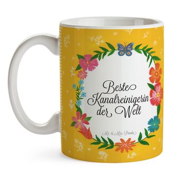 Mr. & Mrs. Panda Tasse Kanalreinigerin - Geschenk, Beruf, Büro Tasse, Porzellantasse, Gratul, Keramik