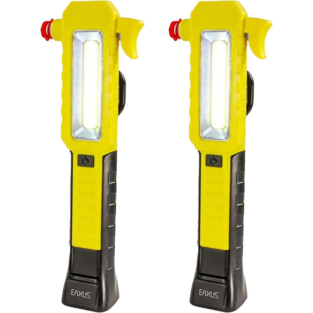 EAXUS Taschenlampe KFZ Multitool Taschenlampe ProGuard, Gurtschneider, Magnet, Notfall (2-St., 1er-Set & 2er-Set), KFZ-Notfall-Taschenlampe mit Gurtschneider, Magnetfuss & COB-Licht
