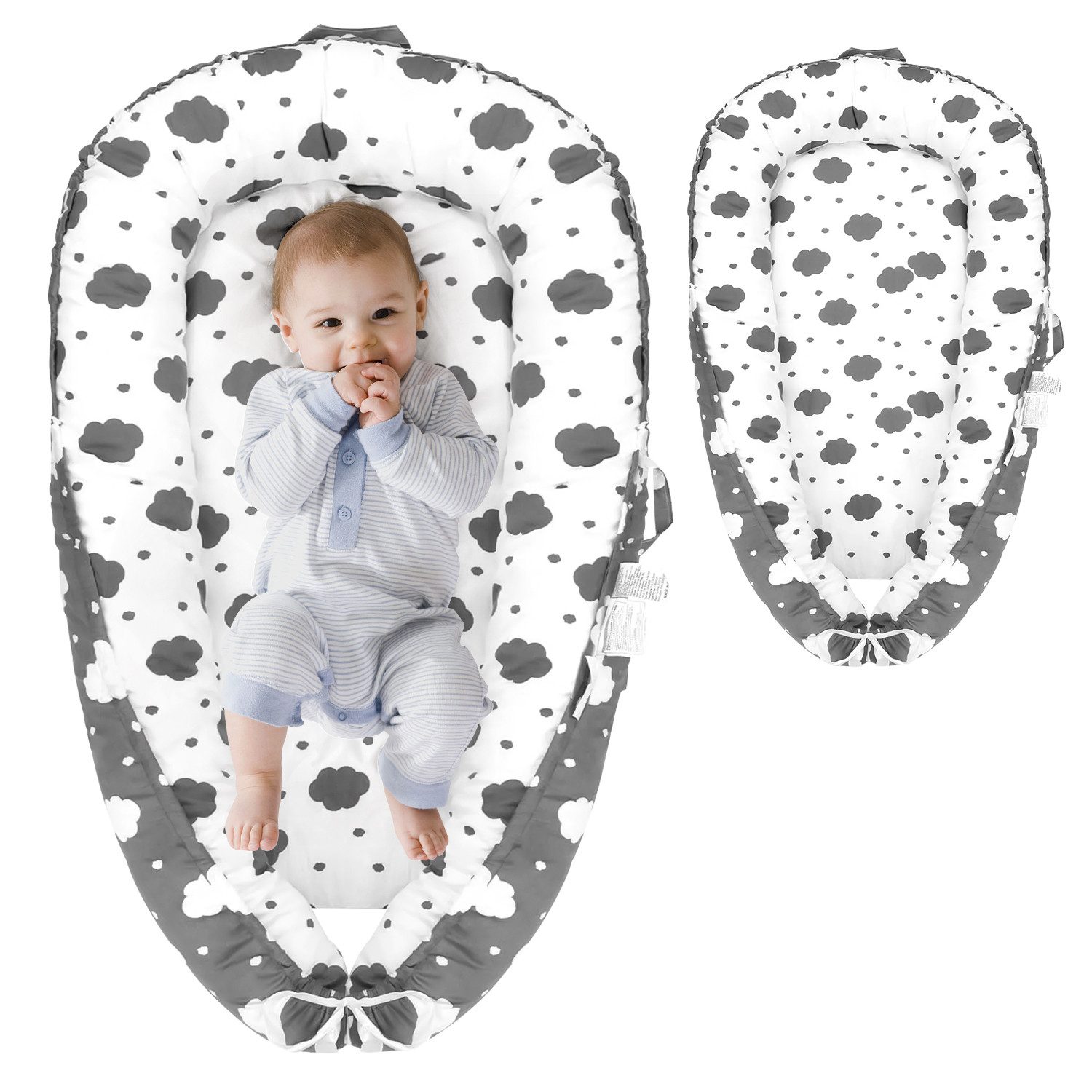 Kuschelnest Bettnestchen, Babynestchen, 55*85*15cm Babyliegebezug, Babynest