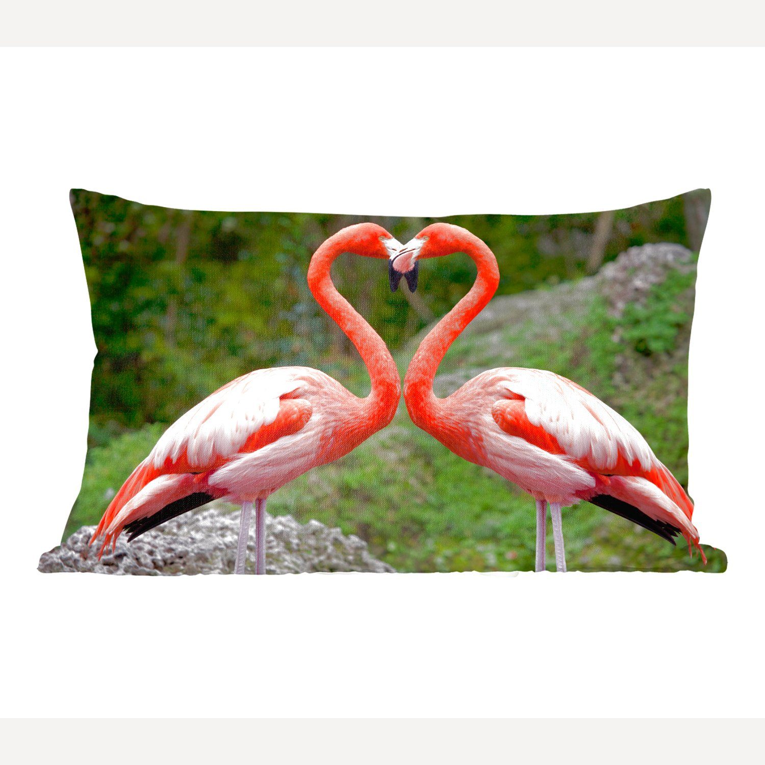 Flamingos Füllung, bilden Zwei Herz, Dekokissen Hälsen mit Dekokissen mit Schlafzimmer Dekoration, Wohzimmer ein Zierkissen, ihren MuchoWow