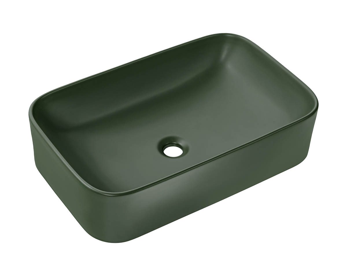 einfachgutemoebel Waschtisch-Set Aufsatz-Waschbecken FOREST 60cm, Keramik, Wald-Grün, (Waschbecken, 1-St., Waschbecken)
