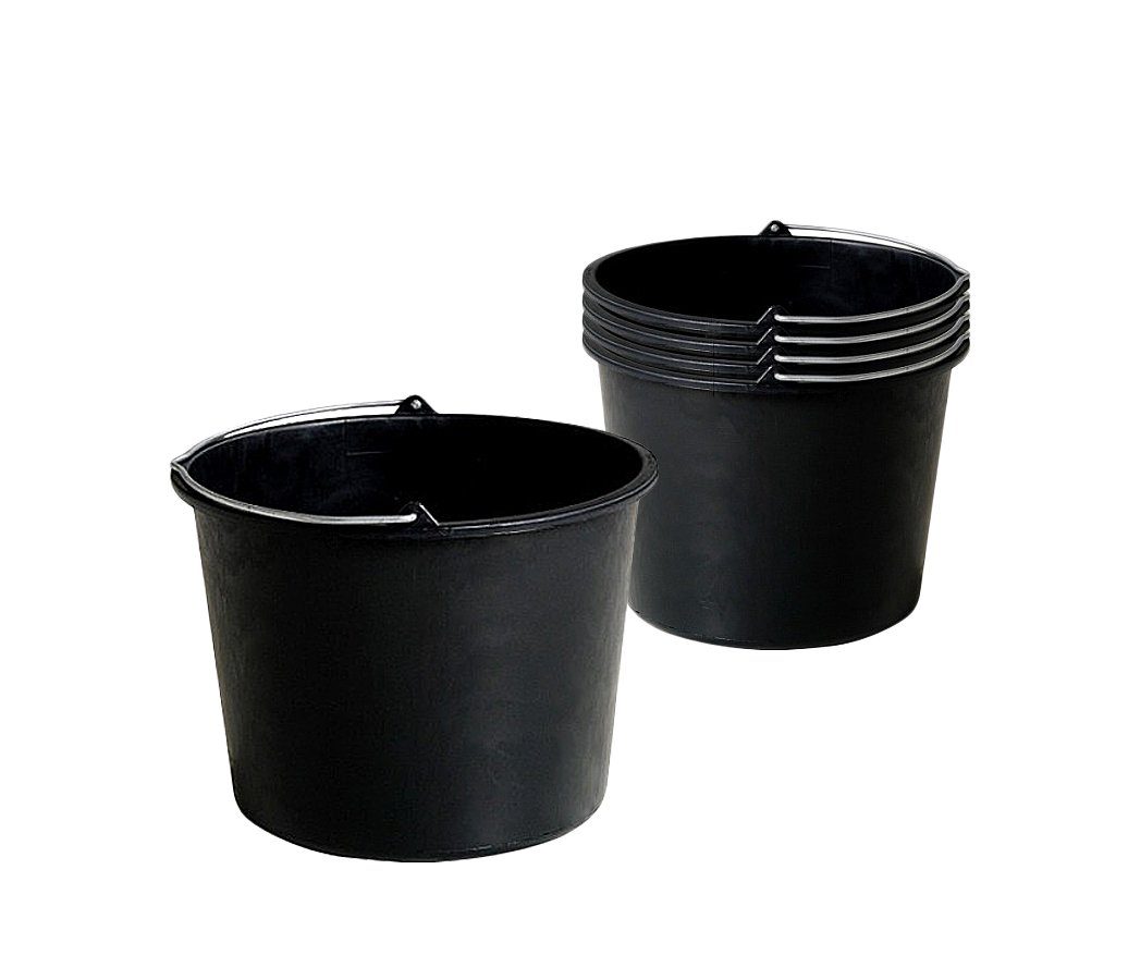 BigDean Відро розчину 5x Baueimer 20 L Відра mit Literskala & Metallhenkel Zementeimer Mört, (5-tlg)