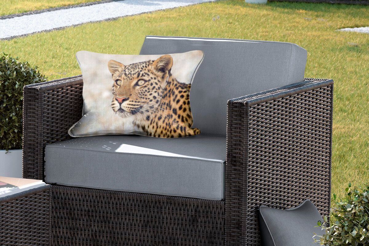 - Makro MuchoWow Polyester, Braun, - Outdoor-Dekorationskissen, Dekokissen Leopard Kissenhülle Dekokissenbezug,