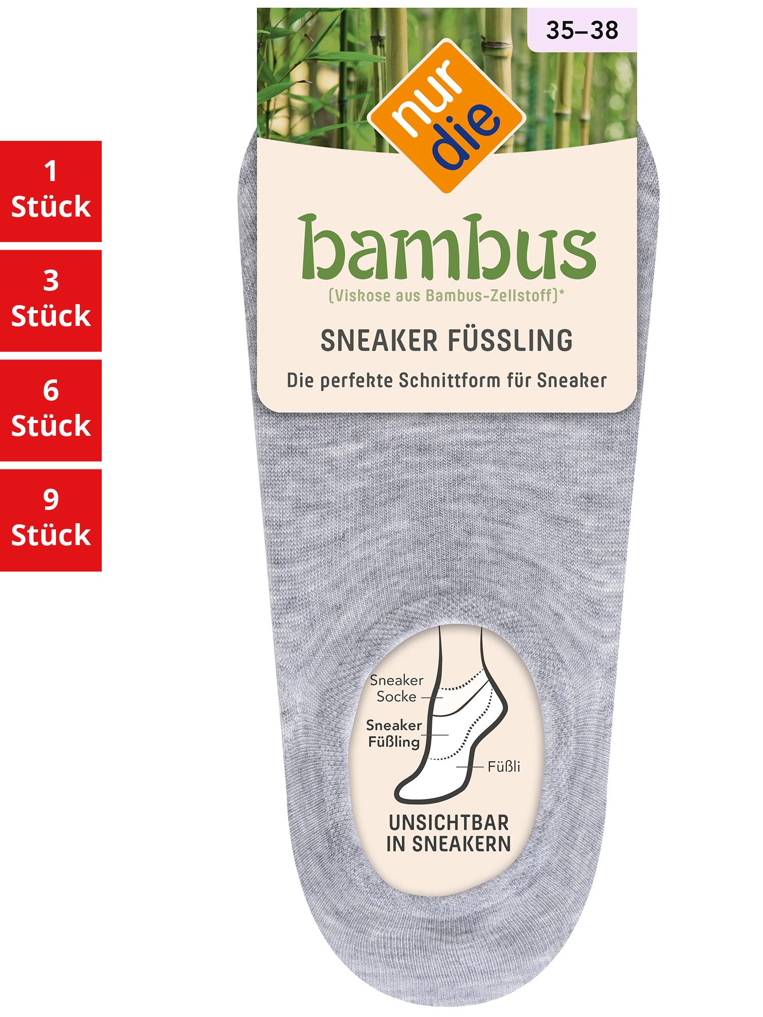Nur Die Носки для кроссовок Bambus Damen (1er/3er/6er/9er Pack, 1-Paar) Sneaker-socken füsslinge füßlinge