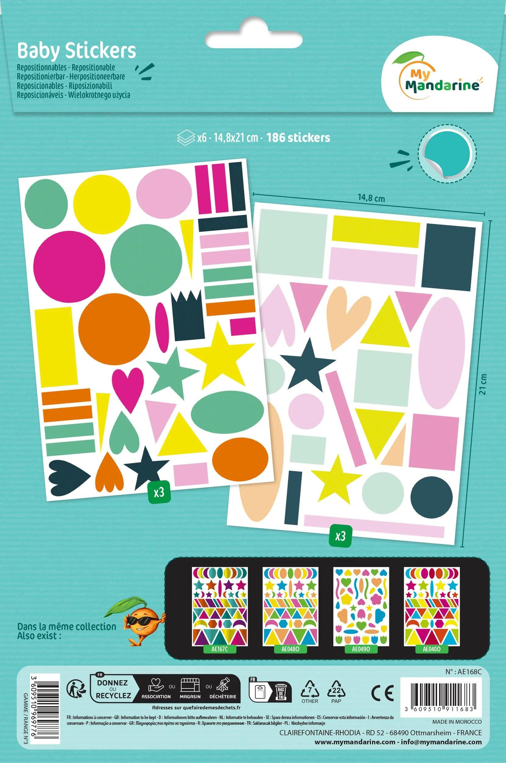maildor Sticker 10x Baby, 6 Stickerbogen 14,8x21cm, Riesige Formen - Mehrfarbig AE168C, Sticker A5