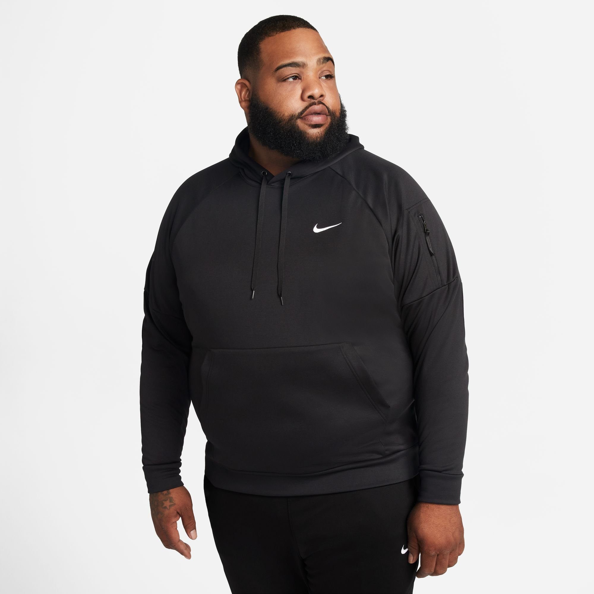 Kapuzensweatshirt HOODIE BLACK/BLACK/WHITE THERMA-FIT Nike PULLOVER FITNESS MEN'S