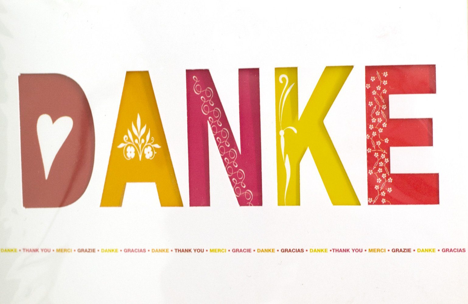 bsb-obpacher Grußkarten, Dankeskarte mit Cut Out Buchstaben, mit Umschlag