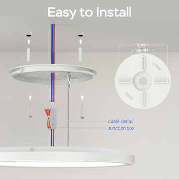 MODLICHT LED Deckenleuchte 24W LED RGB Deckenlampe 3000K-6500K Dimmbar Wohnzimmer Lampe, mit Fernbedienung, für Wohnzimmer Schlafzimmer Küche Bad IP40, Ø30cm