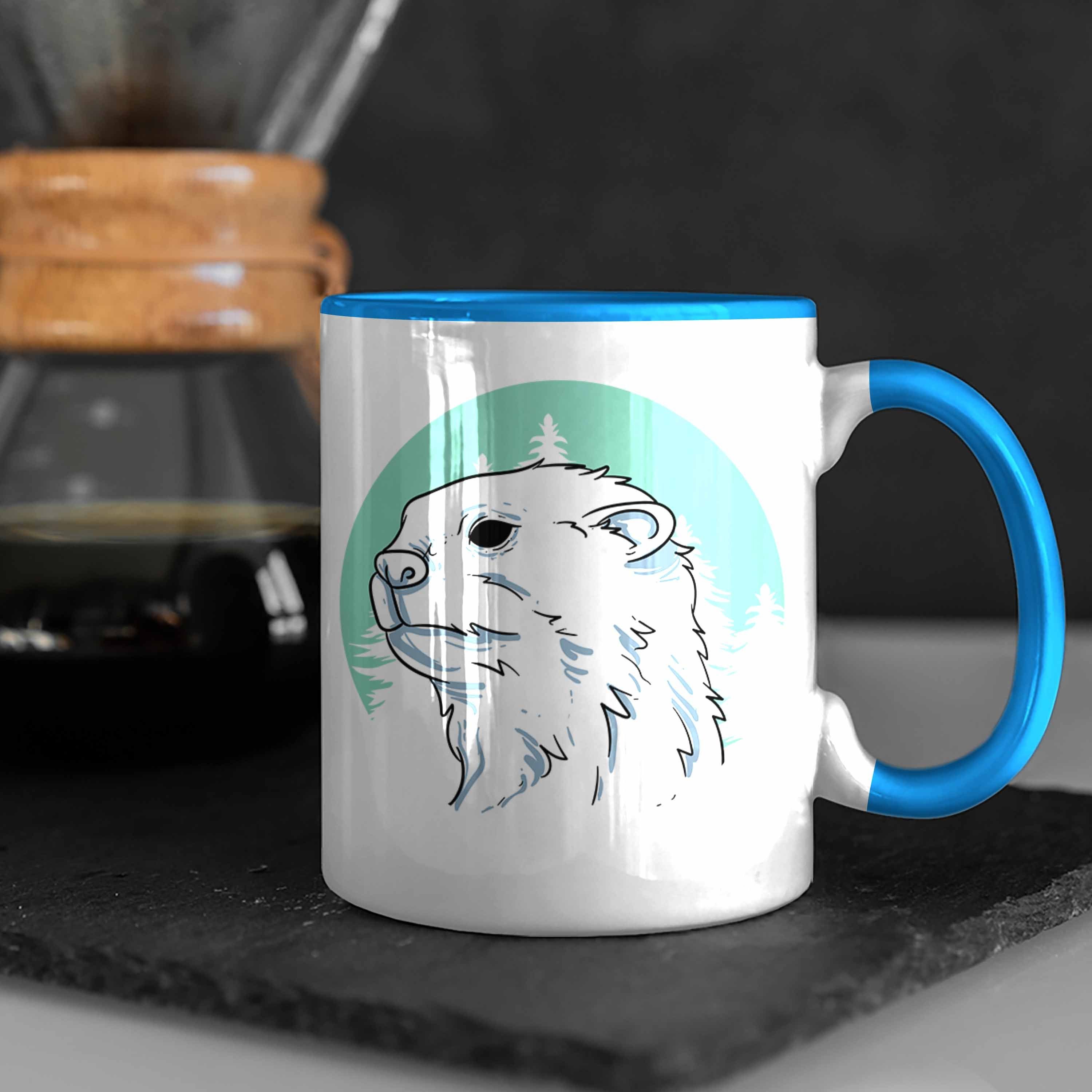 Trendation Tasse Otter Tasse Geschenk Otter-Liebhaber Geschenkidee Blau Natur Geburtstag