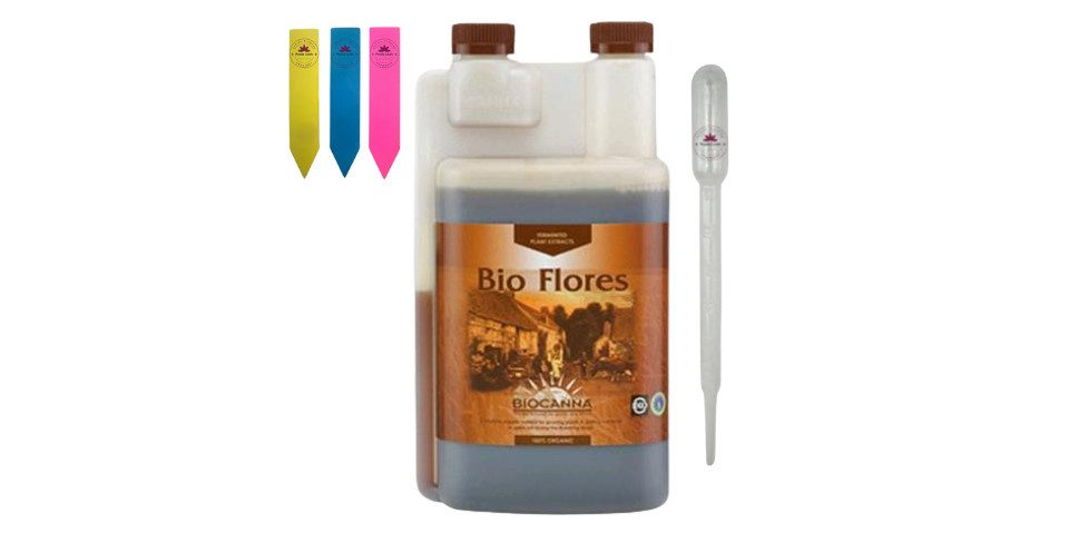 Canna Pflanzendünger Canna Bio Flores, Einzelflasche mit Zubehör, Organische Blütennährlösung 1L