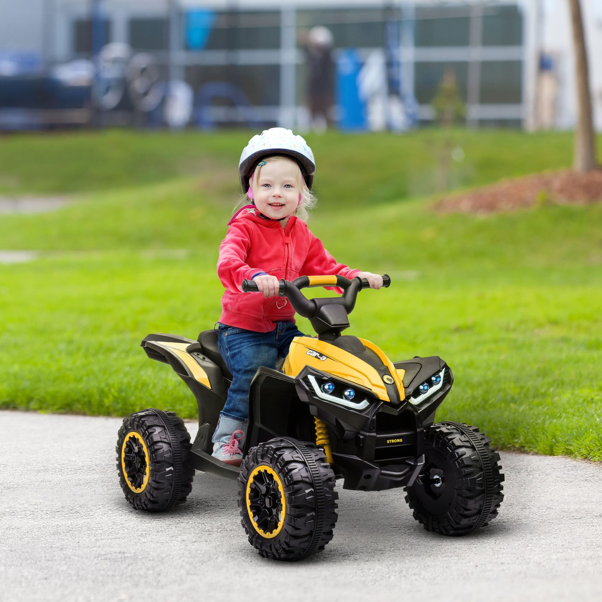 HOMCOM Elektro-Kinderquad Elektro-Quad, Kindermotorrad, Belastbarkeit 25 kg, (1-tlg), für Kinder 3-5 Jahre, Gelb