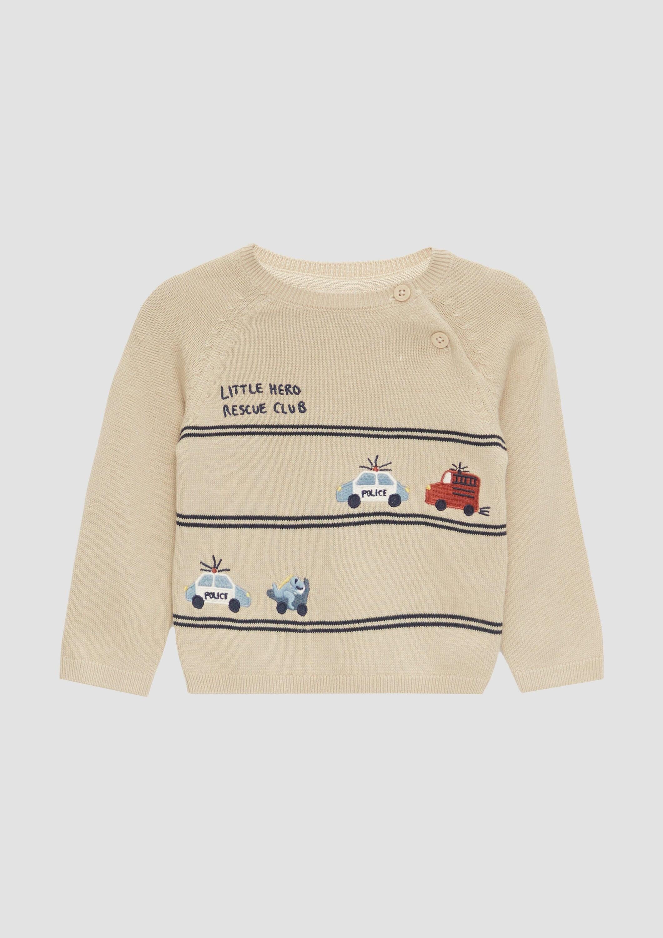 s.Oliver Longpullover Strickpullover Strickpullover mit Auto-Motiven