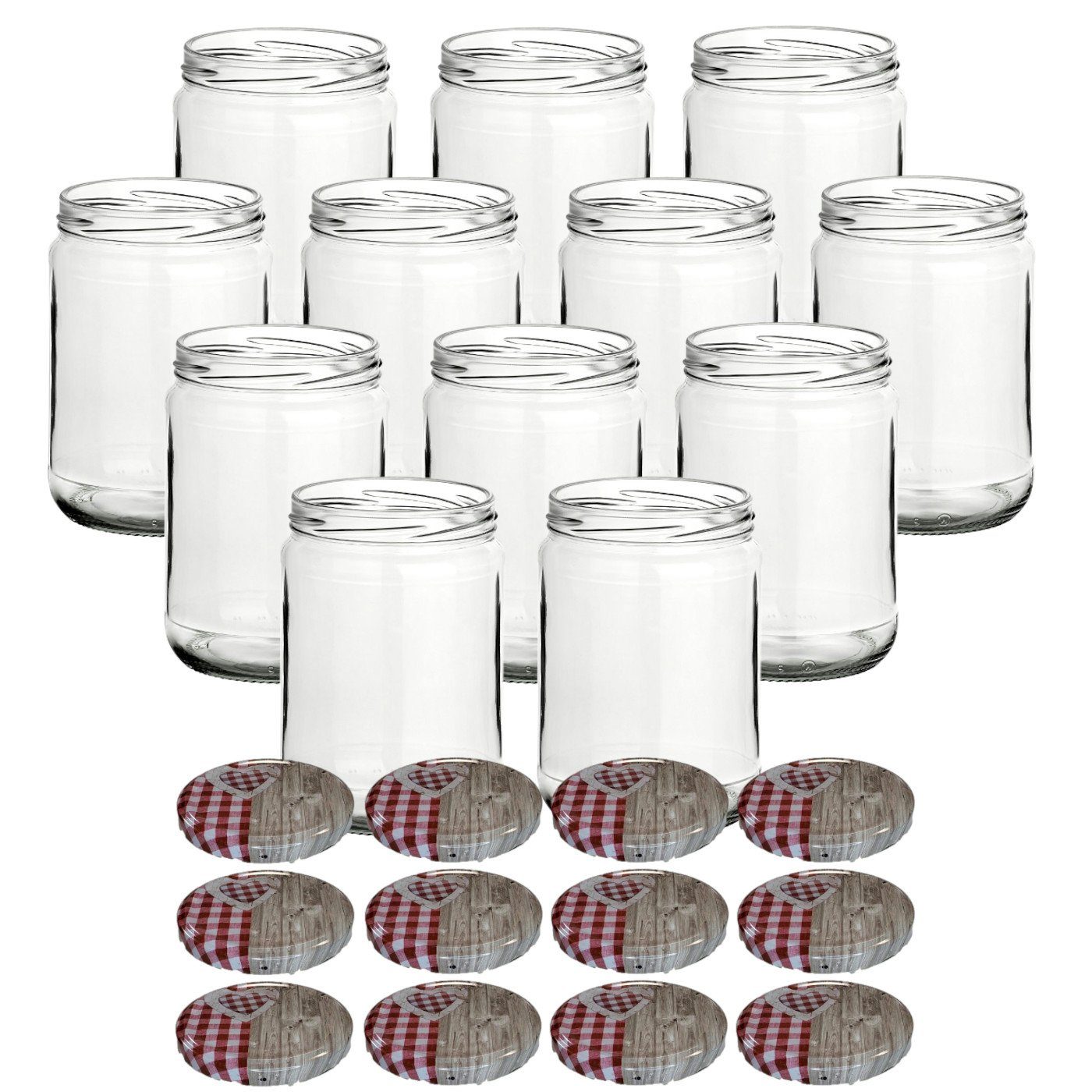 gouveo Einmachglas Банки для хранения 580 ml Klassik mit Schraub-Deckel - Große Банки, (12-tlg), herz-rot