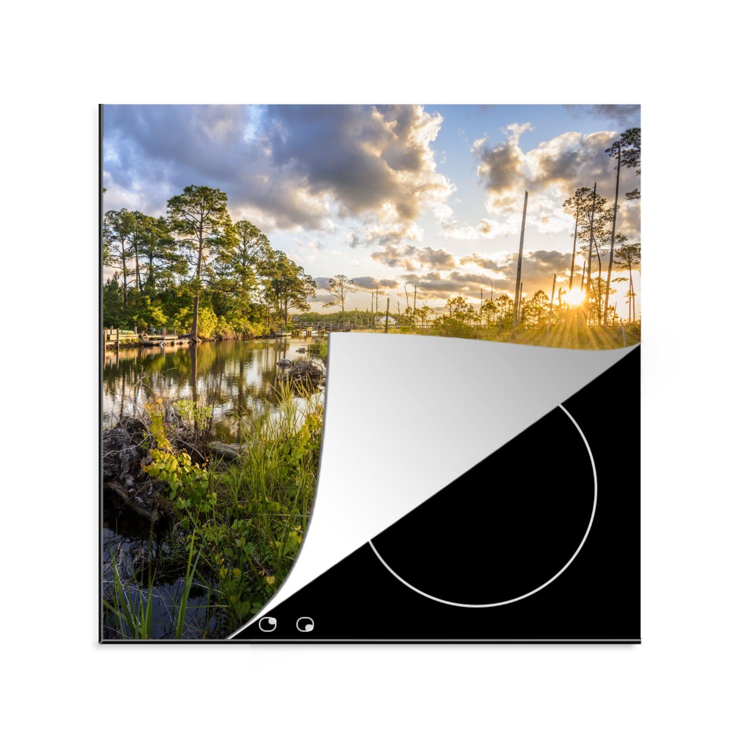 MuchoWow Herdblende-/Abdeckplatte Florida - Natur - Sonne, Vinyl, (1 tlg), 78x78 cm, Ceranfeldabdeckung, Arbeitsplatte für küche