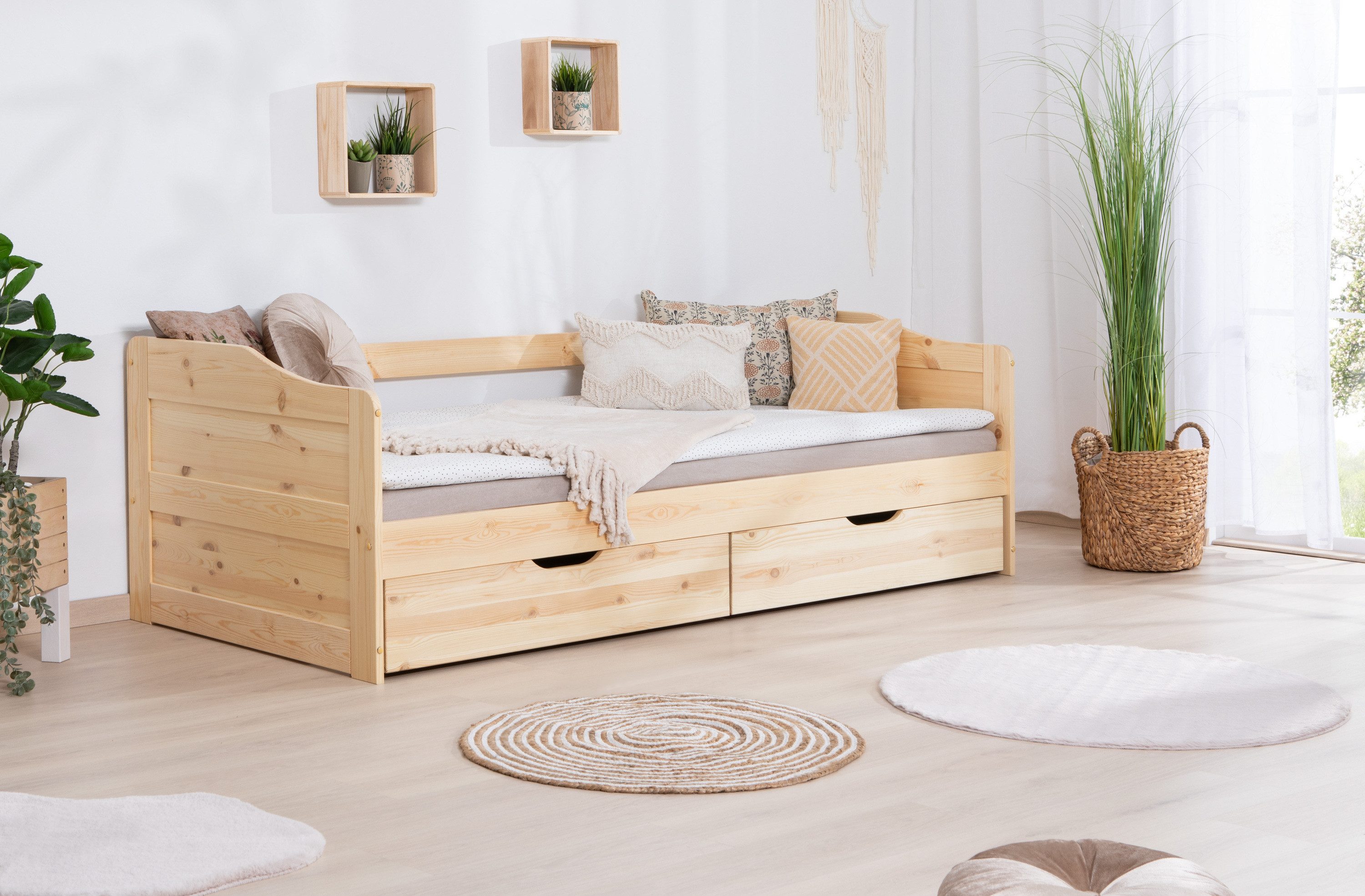 Ticaa Funktionsbett Funktionsbett Sofabett "Melinda" Kiefer massiv