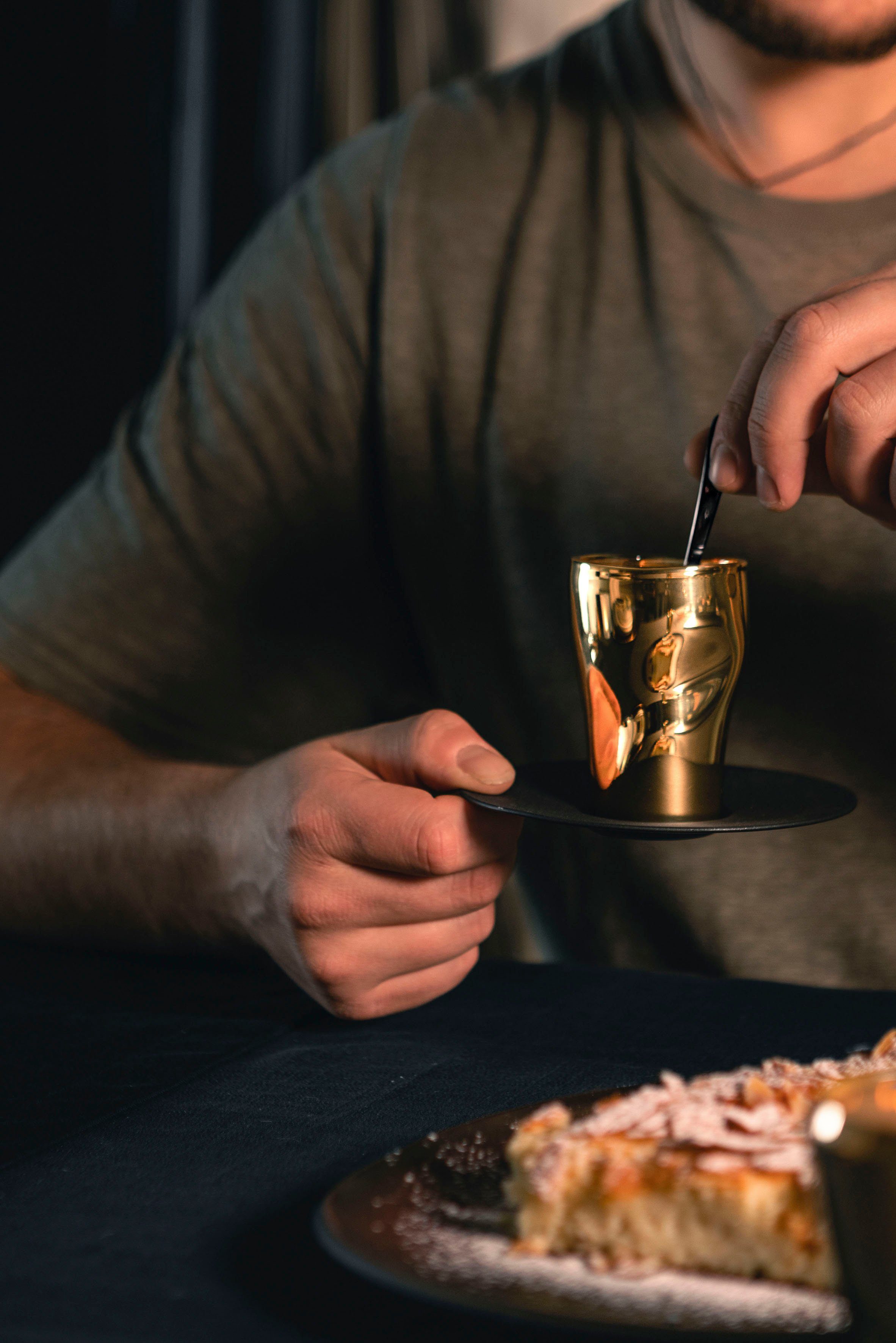 Espressoglas mit Echtgold, ml Untertasse, Eisch Borosilikatglas, Espressoglas veredelt UNIK, mit 100