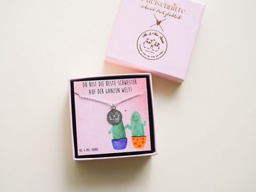 Mr. & Mrs. Panda Kette mit Gravur Kaktus Liebe - Geschenk, Liebesnachricht, Paar, Freundin Geschenk, Ge (1-tlg), Filigranes Design