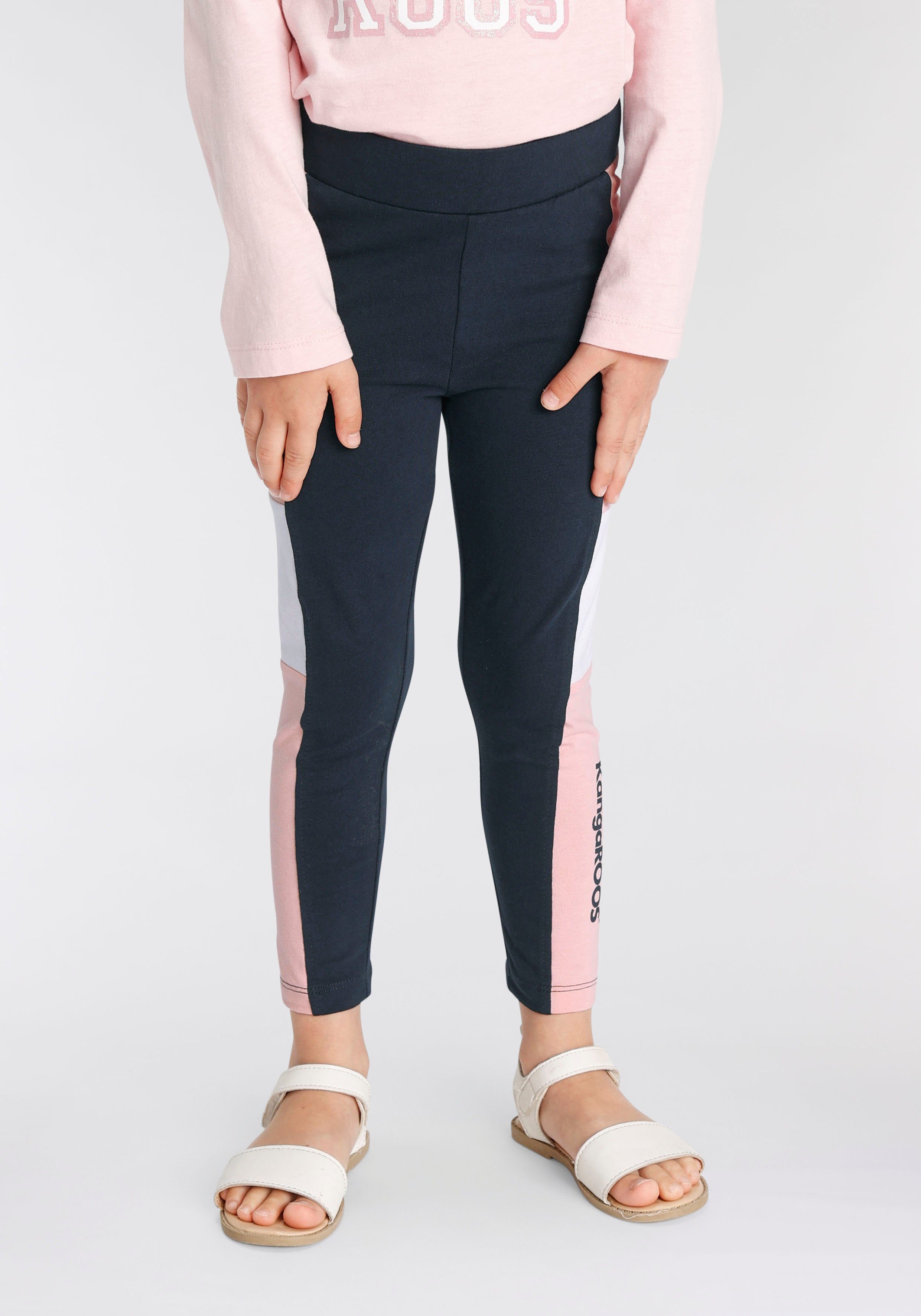 KangaROOS Leggings Colorblocking Leggings für kleine Mädchen mit breitem Bündchen und Logoprint
