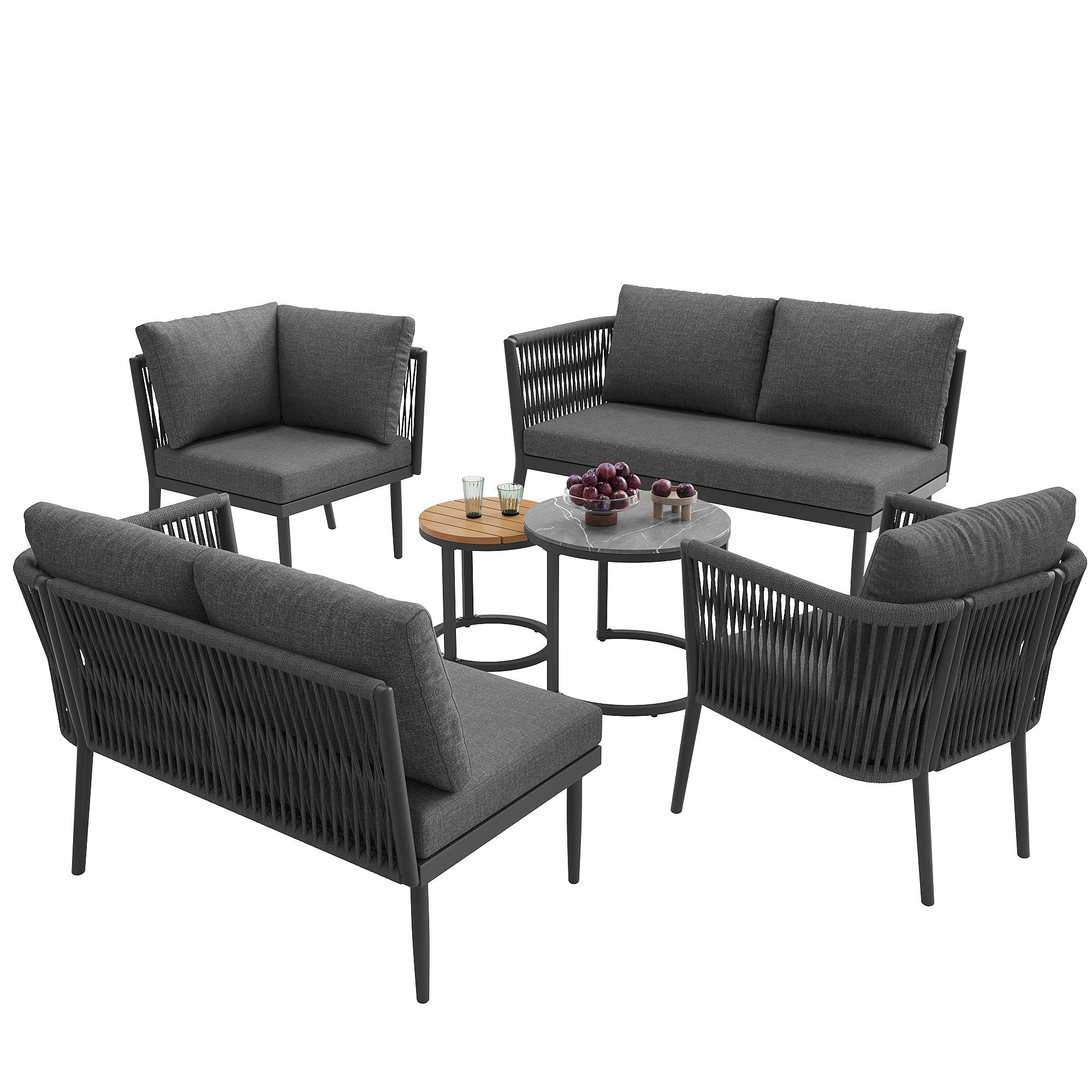 MODFU Gartenlounge-Set Großes Outdoor Sofa Set, (mit wasserfester Sitzbank günstig online kaufen