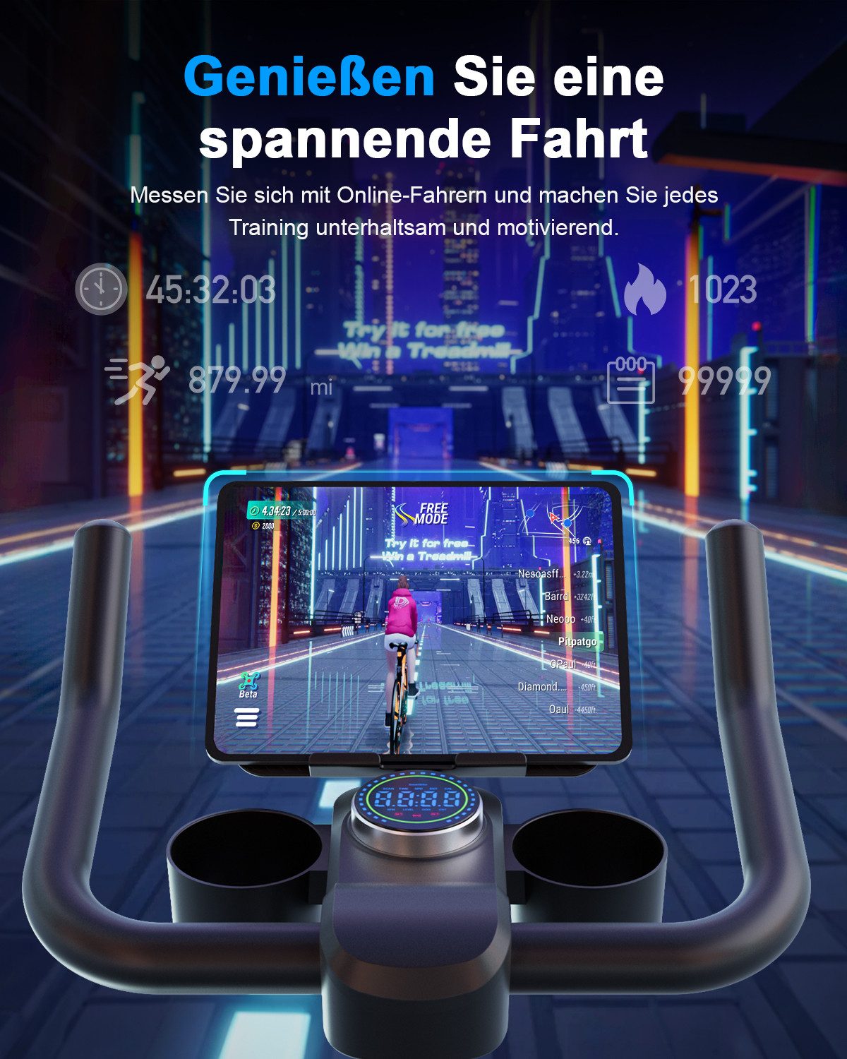 DEERRUN Heimtrainer Fahrrad, Stationärer Fahrradtrainer, Spin Bike für Home-Training (1-tlg), 32-stufig einstellbarer Magnetwiderstand, exklusive Trainings-App