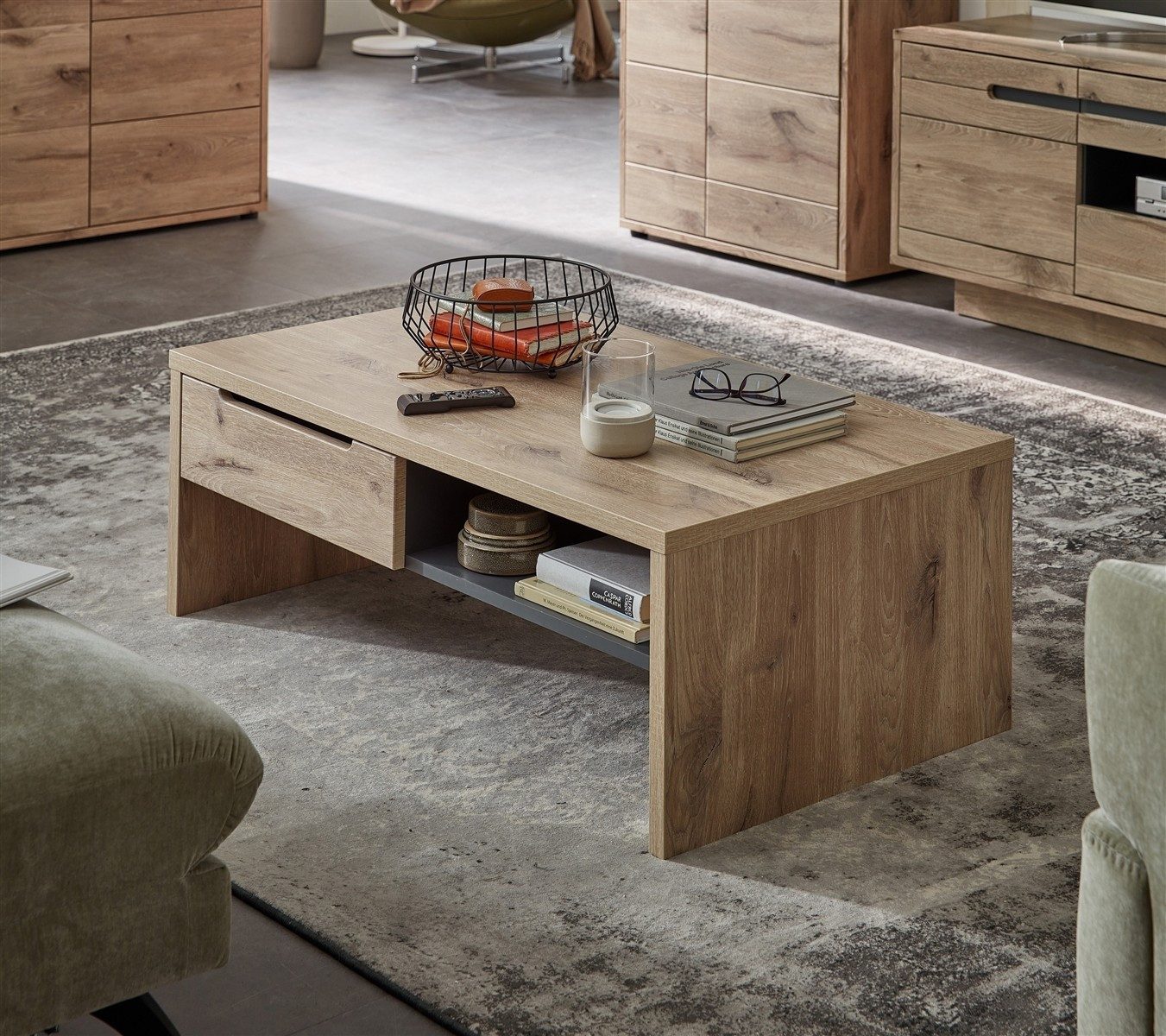 freiraum Couchtisch Bellano, in Viking Oak Dekor, MDF, Spannplatte - 110x41x65cm (BxHxT)