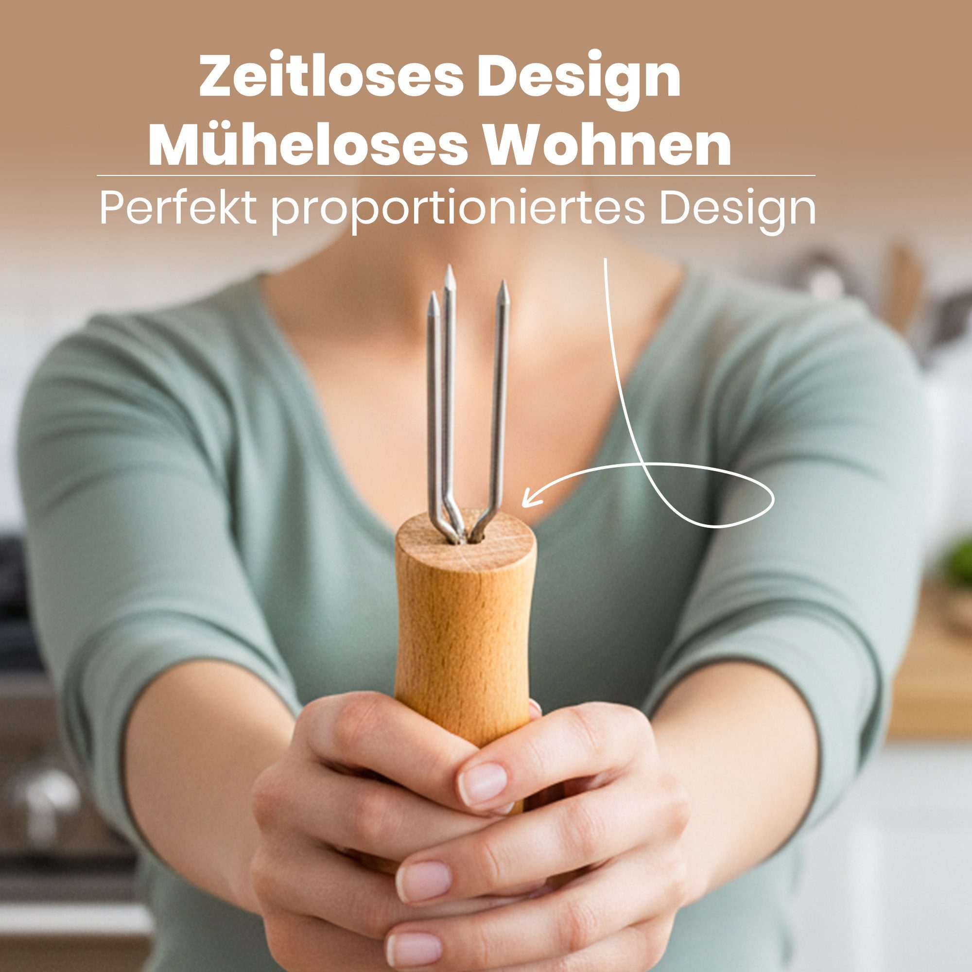 varivendo Pellkartoffelgabel 4 Pellkartoffelgabeln Buche + Edelstahl