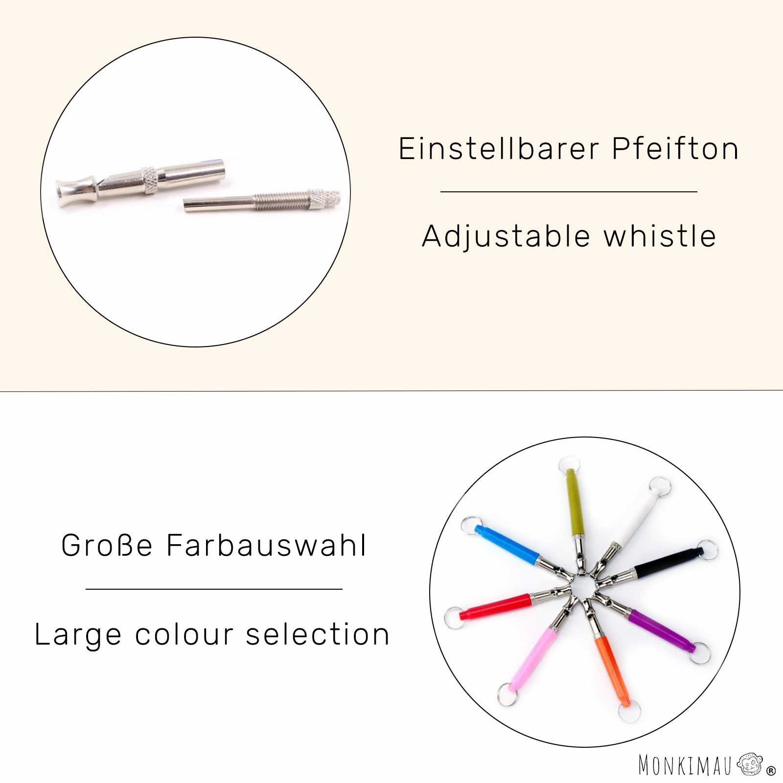 Monkimau Tier-Clicker Hundepfeife Rückruf Hunde Pfeife hochfrequenz lautlos einstellbar, Edelstahl, Packung