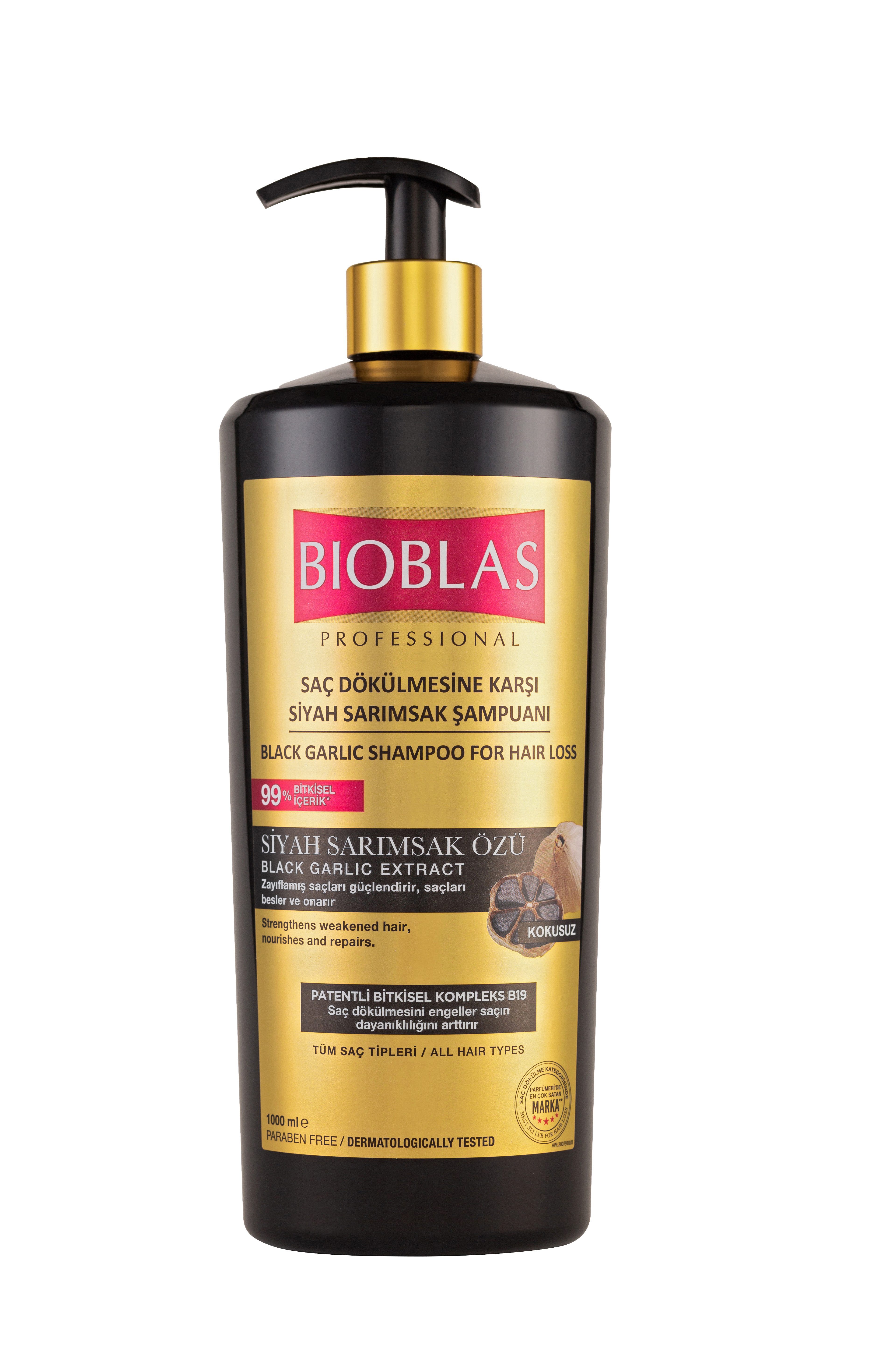 Bioblas Haarshampoo Schwarzer Knoblauch Shampoo 1000ml Anti Haarausfall für M/F geruchlos