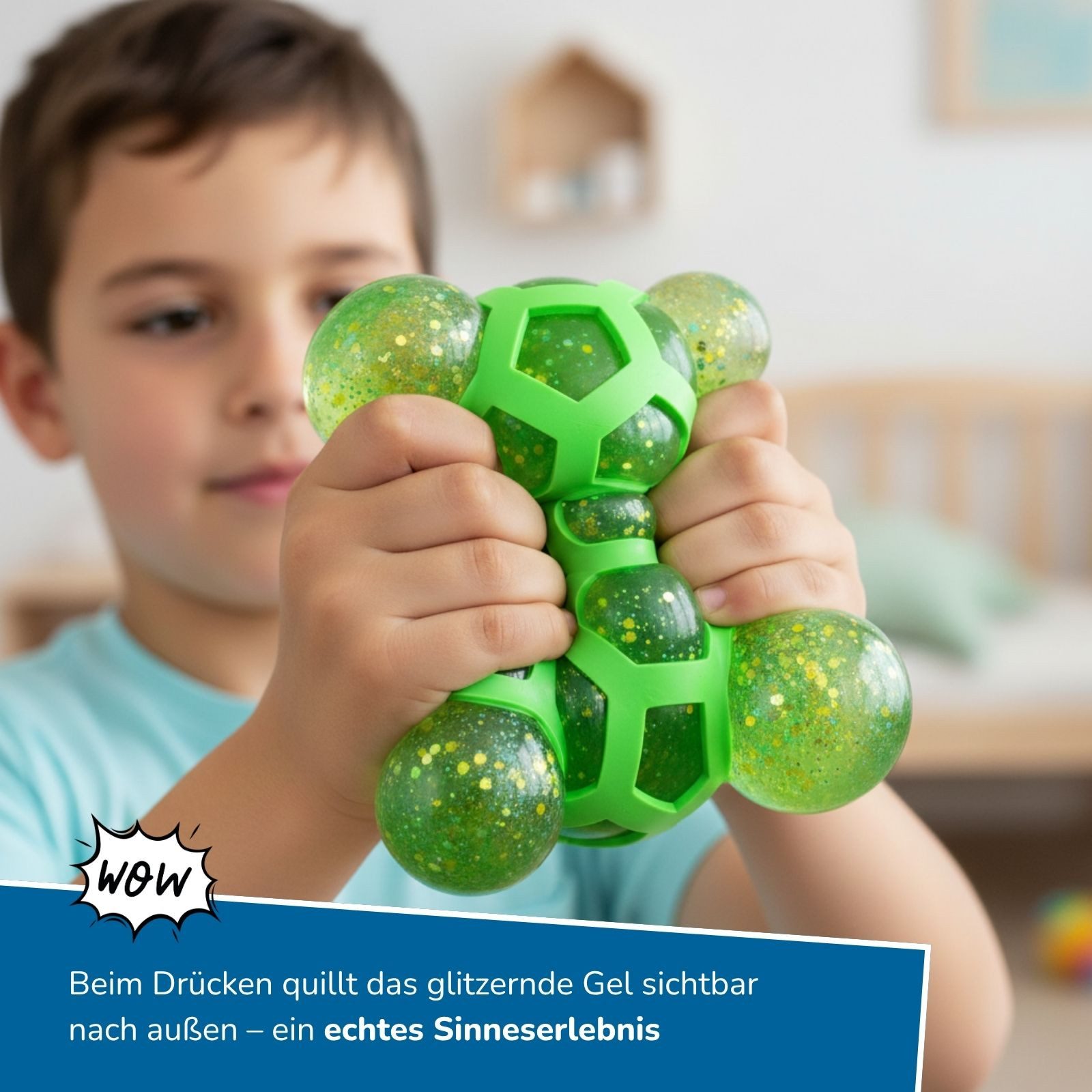 alldoro Spielball 2 XXL Mesh Squishy Anti Stress Bälle, 2 Glibber Knetbälle mit Glitzer, Drücken, Kneten & Spielen, Fidget Toy für Kinder, zuhause & unterwegs