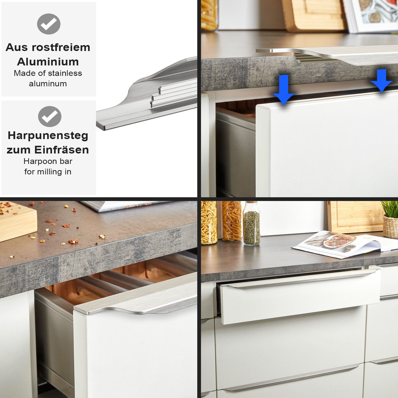 SO-TECH® Möbelgriff Schüco KONTUR Griffleiste mit Harpunensteg-Montage, ZUM günstig online kaufen