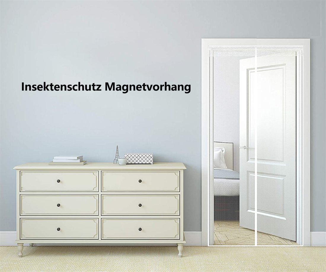 Magnet Insektenschutz Bohren Weiß Türvorhang Fliegengitter Insektenschutz-Tür Tür YOOdy~ ohne