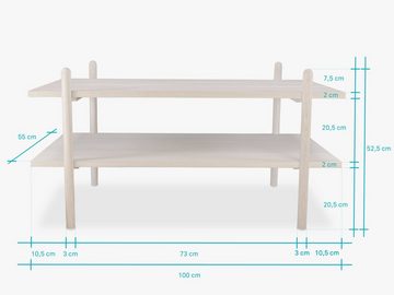 kommod Couchtisch LOTHAR, Couchtisch, Ablagetisch – 55 x 100 x 20,5 cm – Eiche massiv natur