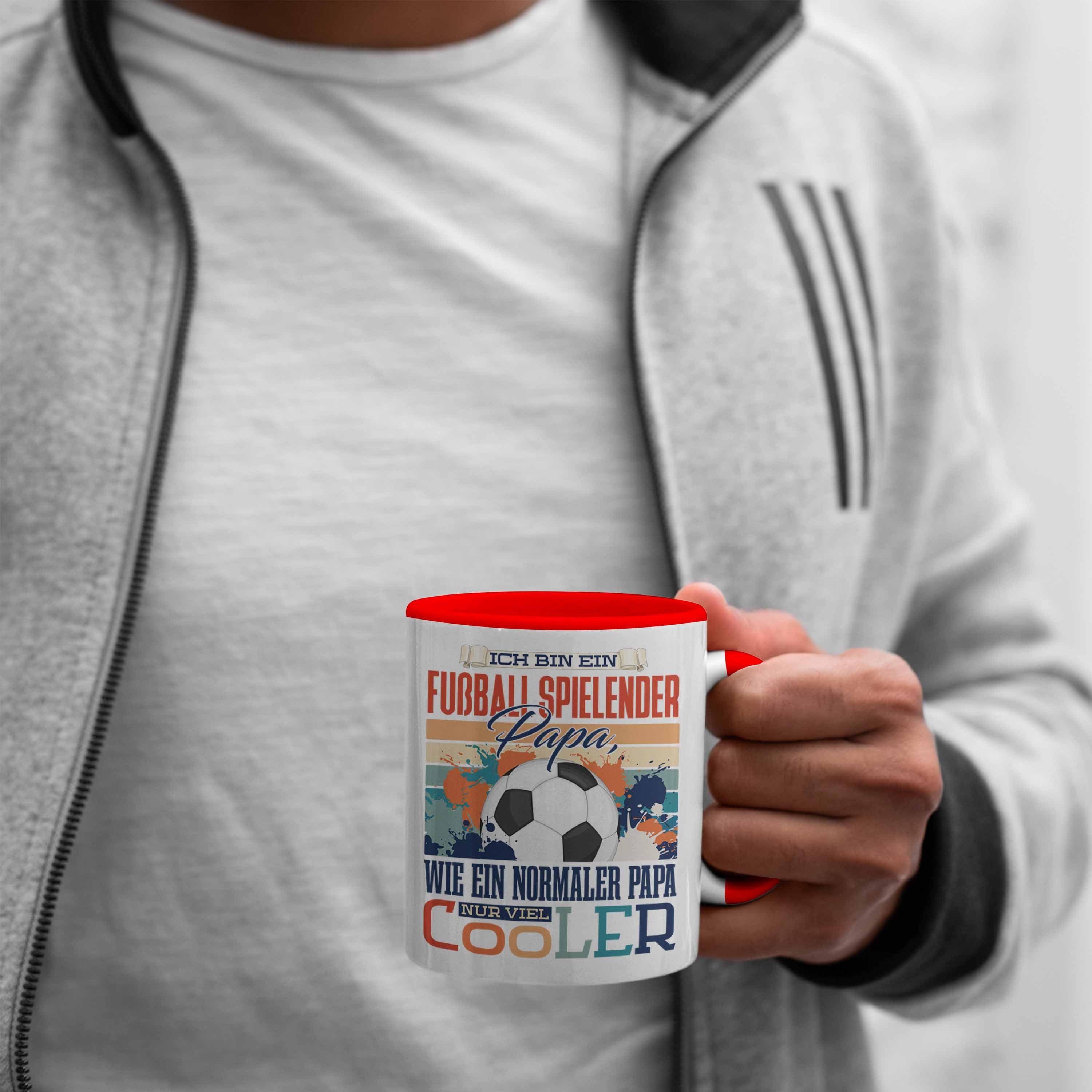 Papa Vatert Tasse Rot - Geschenkidee Trendation Vater zum Geschenk Fußball Trendation Tasse