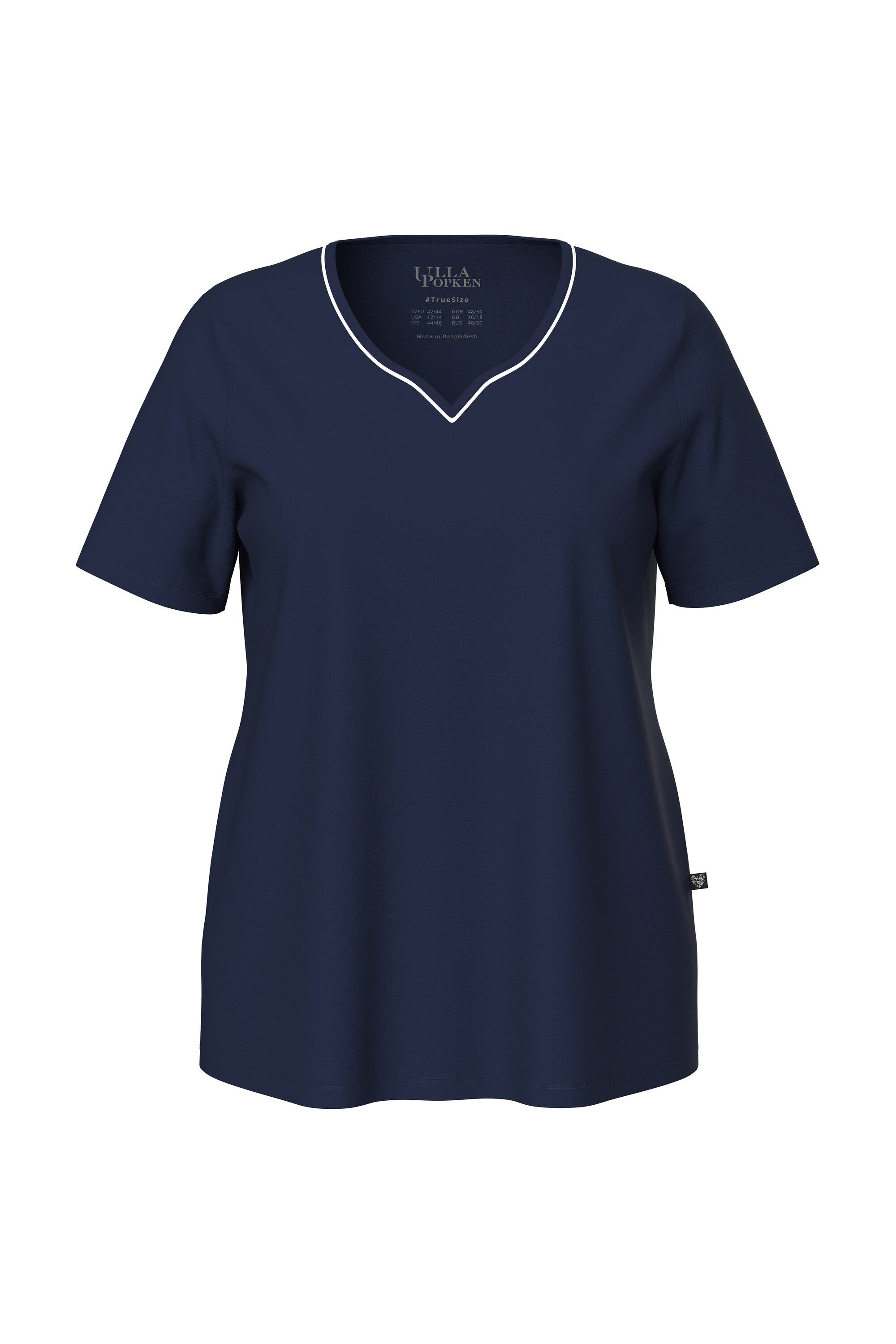 Ulla Popken Pyjamaoberteil Pyjamashirt Zierpaspel Herzausschnitt günstig online kaufen