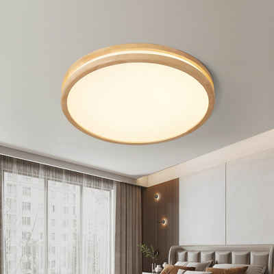 style home Deckenleuchte Holz LED Deckenlampe, 96W, Ø50*6cm, Rund, Warmweiß bis kaltweiß, Voll dimmbar mit Fernbedienung, Geeignet für Küche, Büro, Wohnzimmer, Schlafzimmer