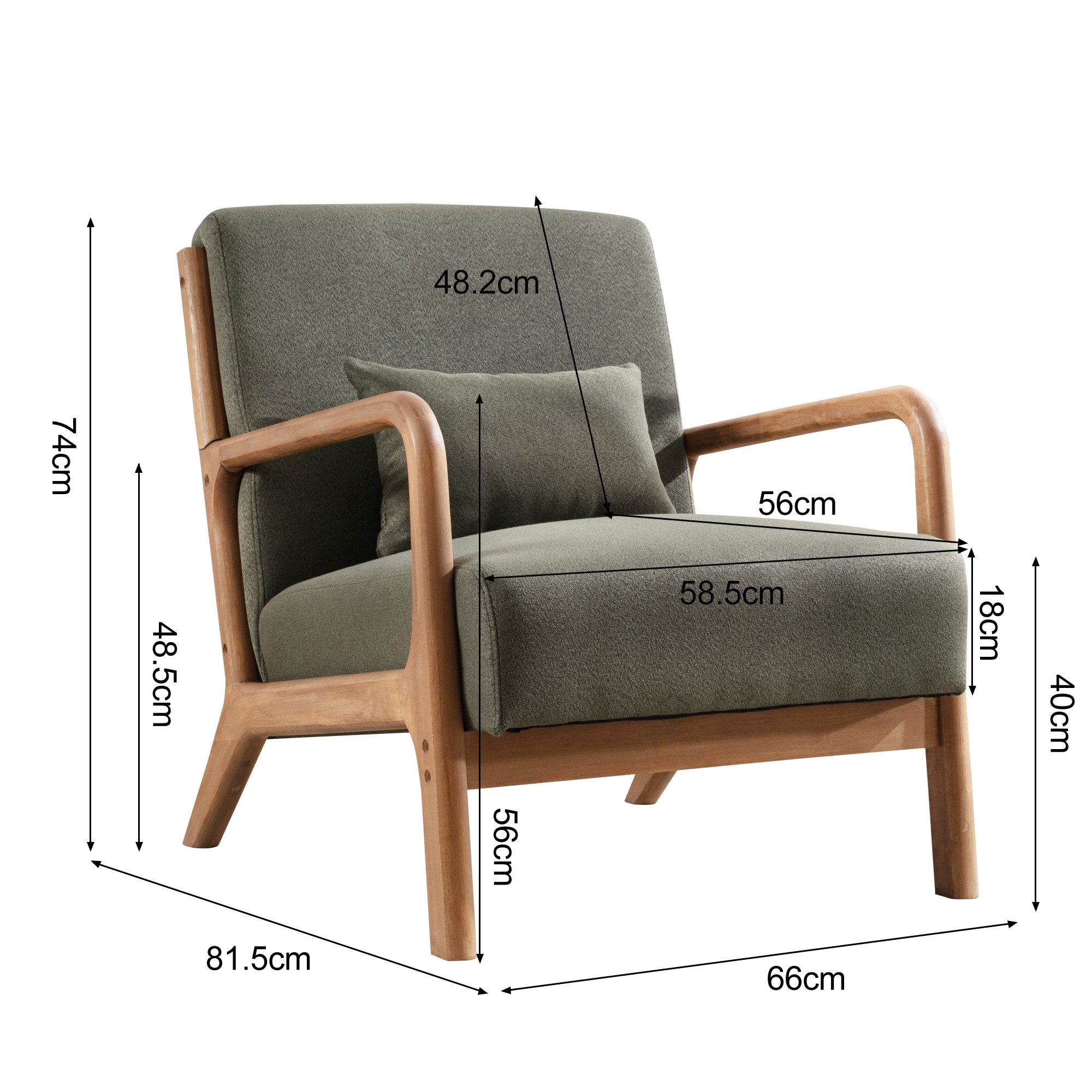 Bonzy Home Loungesessel Sessel mit Kissen&Armlehnen, Relaxsessel 150kg belastbar,Einzelsessel (1-St), Ergonomischer Sessel mit Kissen, Einzelsessel für Wohnzimmer