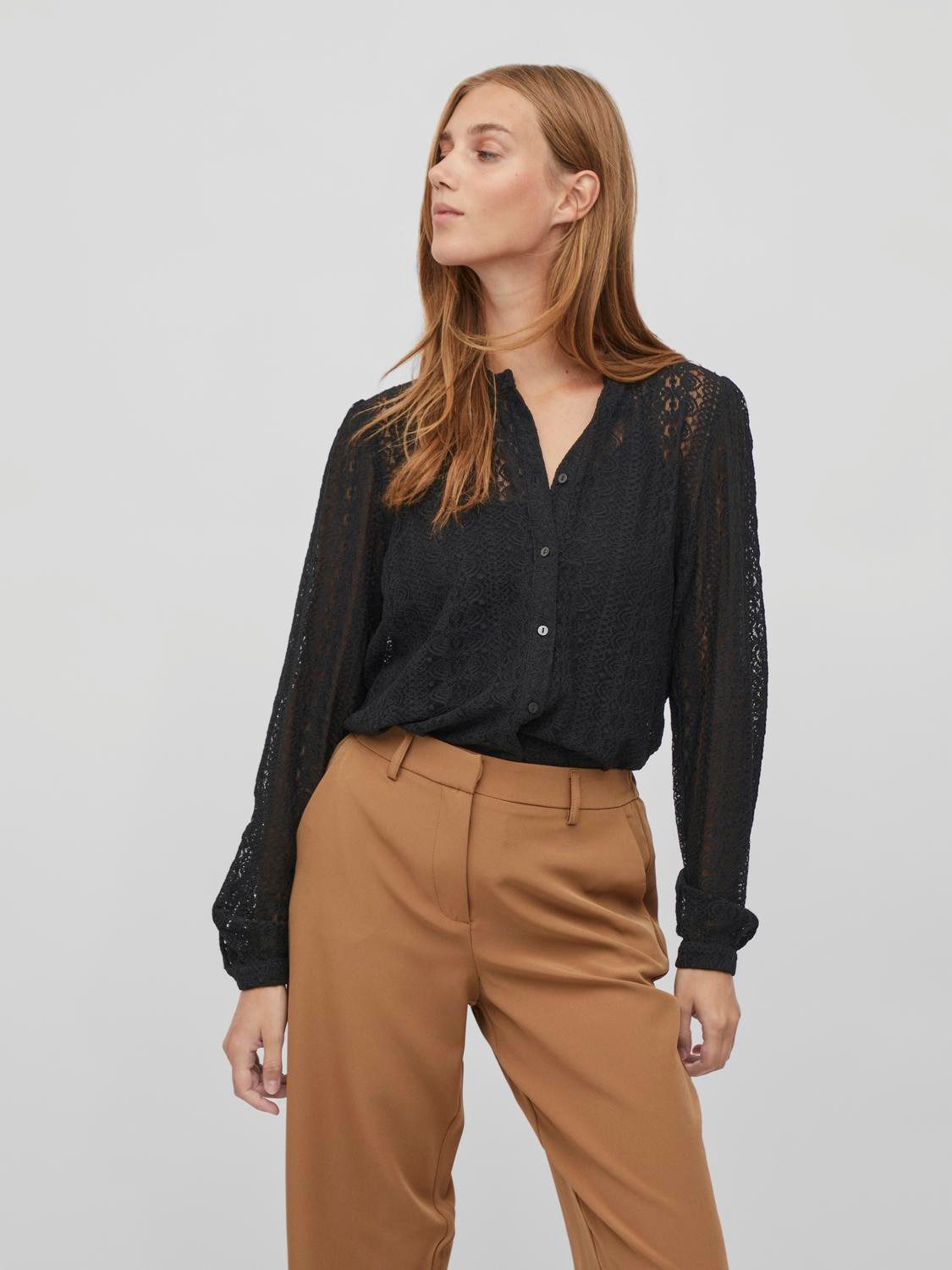 Vila Blusenshirt VICHIKKA LACE L/S SHIRT- günstig online kaufen