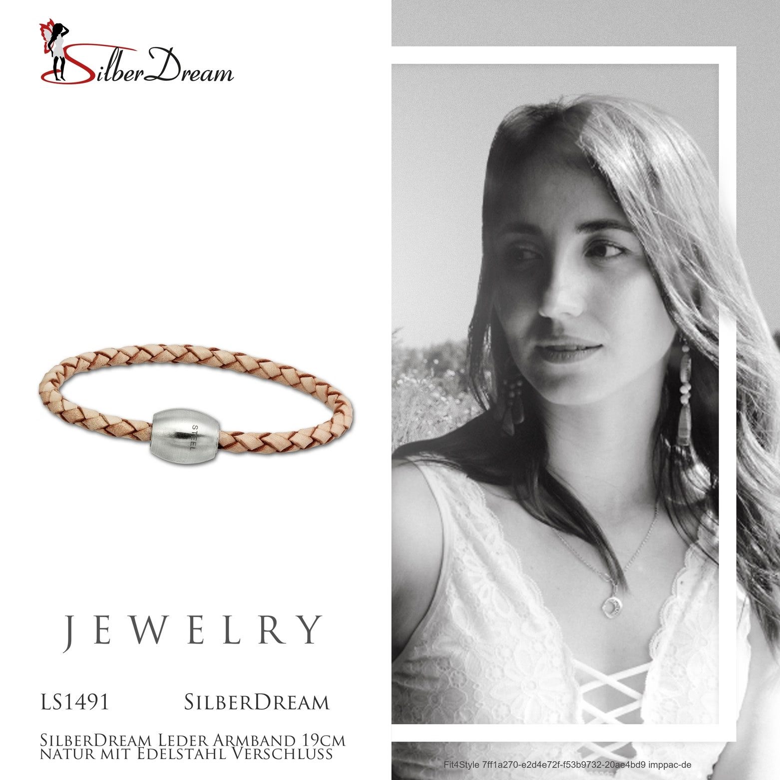 SilberDream Edelstahlarmband SilberDream Leder Armband 19cm natur (Armband), Armbänder für Damen, Herren aus Edelstahl (Stainless Steel), Farbe: na