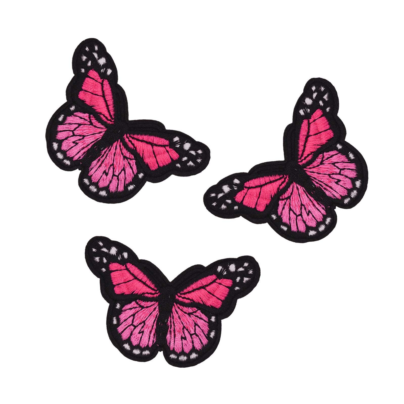 Farb-/ Polyester, Schicht, pink Größenwahl, 78 bestickt 46 mm 3 Aufbügler x maDDma Patchies Polyethylen Schmetterling