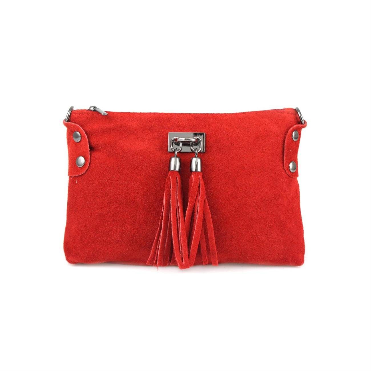 ITALYSHOP24 Schultertasche Made in Italy Damen Leder Tasche CrossOver, als Schultertasche, Clutch, Umhängetasche tragbar
